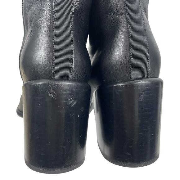 Chanel Coco Mark Logo Cap Toe Chain Short Leather Boots Black Size 39 - Picture 10 of 16